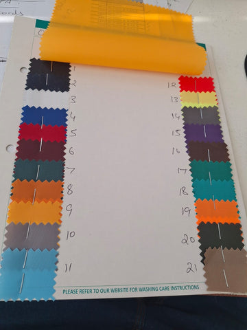 Hospital Curtain Color swatch chart with fabric samples on a white background