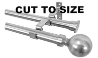 Cut-to-Size Double 25mm Stainless Steel Curtain Rod Set