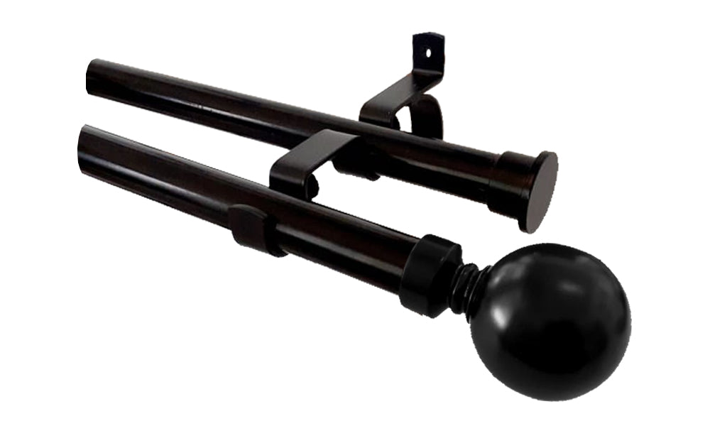 Double 25mm Curtain Rods Black Curtain Hardware & Blinds Co.