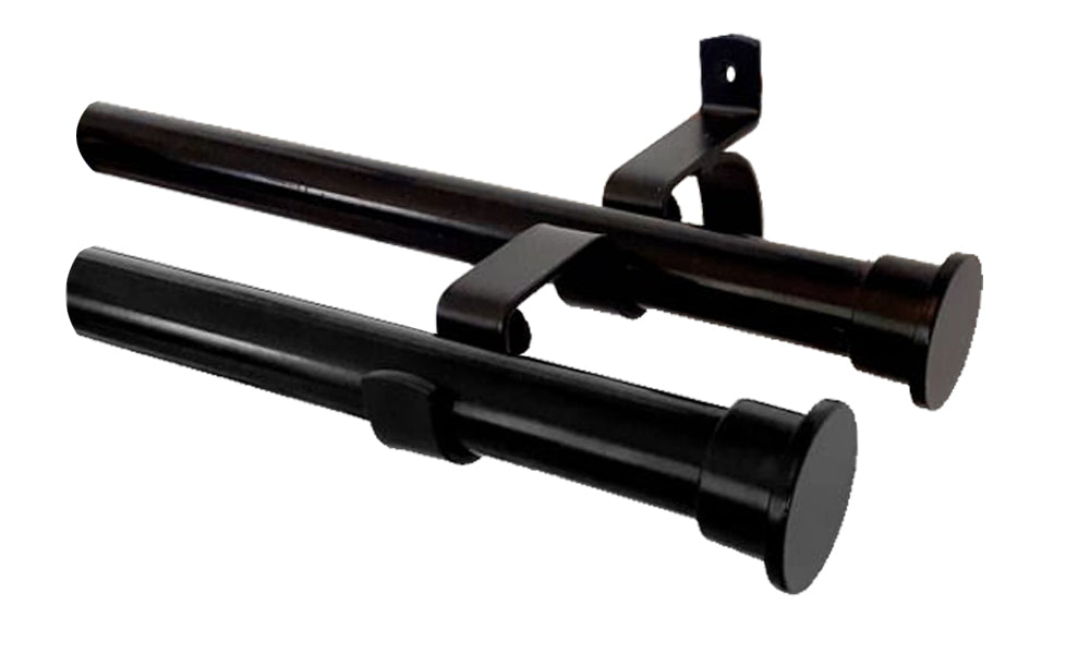 Double Curtain Rods, 25mm Black 1.0m6.0m Curtain Hardware & Blinds Co.