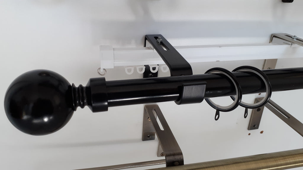 Double 25mm Black Metal Rod and Rail, 1.0m6.0m Curtain Hardware