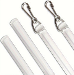 A set of two clear draw sticks with metal hooks attached, designed for use with curtain tracks or rods.