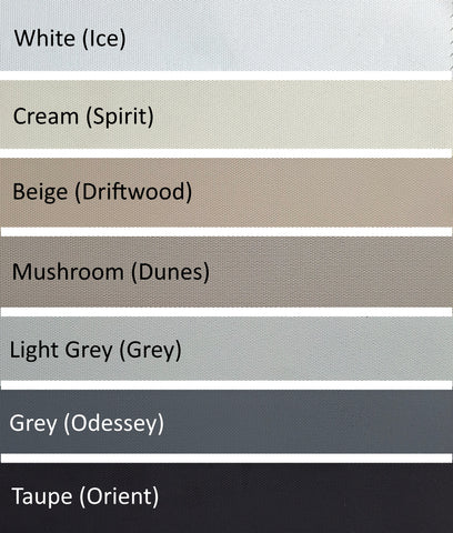 Color swatches labeled with names and shades