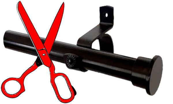 Cut-to-Size Single Curtain Rod, 25mm Black 1.0m-6.0m