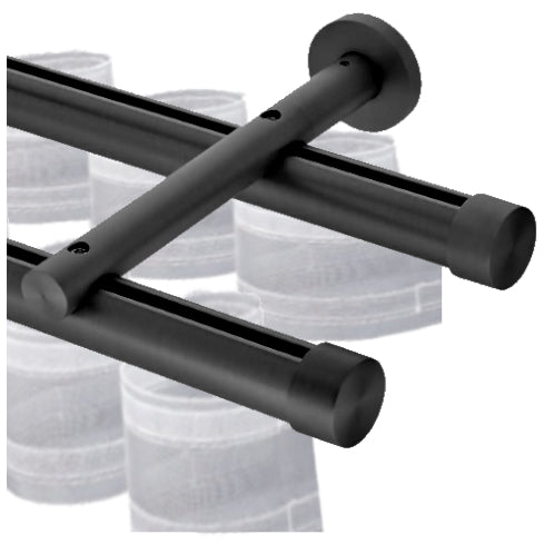 Double Wave Channel Curtain Rod, 28mm Black – Curtain Hardware & Blinds Co.