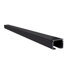 A single heavy duty black curtain rail with metal brackets and wheel runners and end caps factory direct Curtain Hardware and Blinds Company