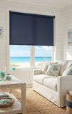Custom manufactured blockout blueberry roller blind at beach house