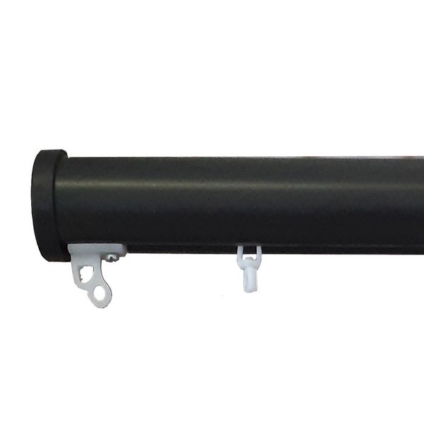 Custom black combo channel curtain track system, factory direct curtain hardware and blinds company