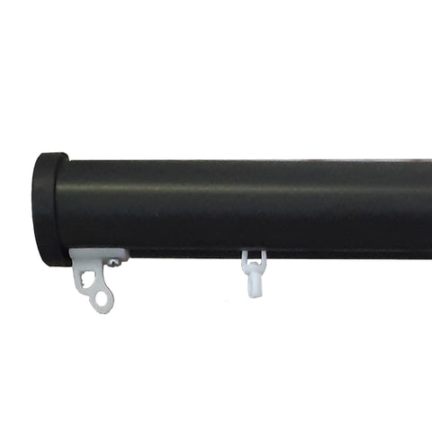 Custom black combo channel curtain track system, factory direct curtain hardware and blinds company