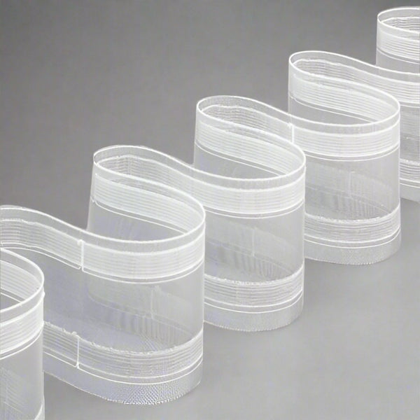 Wave pleat curtain tape 100mm wide, hook system