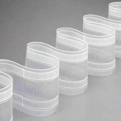 Wave pleat curtain tape 100mm wide, hook system
