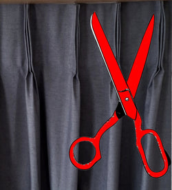 Manufactured self lined block out pinch pleat curtain, custom cut-to-size factory direct Curtain Hardware and Blinds Company