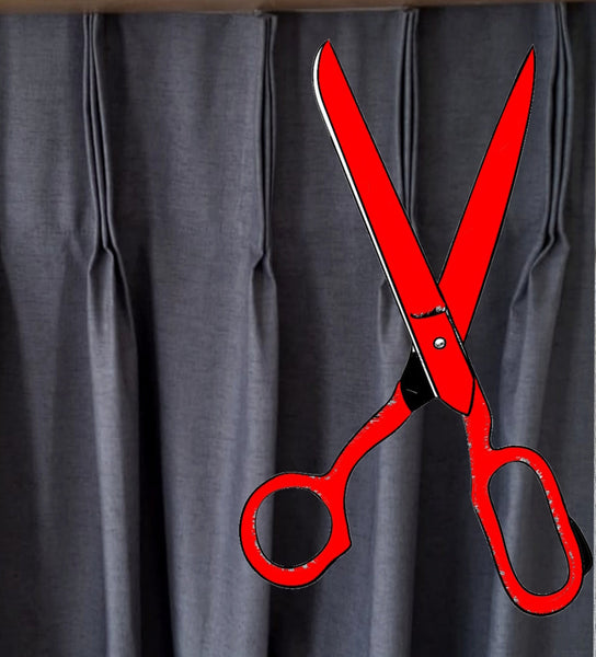 Manufactured self lined block out pinch pleat curtain, custom cut-to-size factory direct Curtain Hardware and Blinds Company