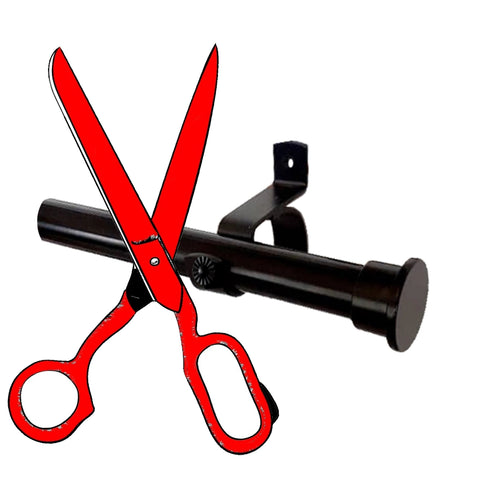 Manufactured cut-to-size 25mm black curtain rod by Curtain Hardware and blinds company