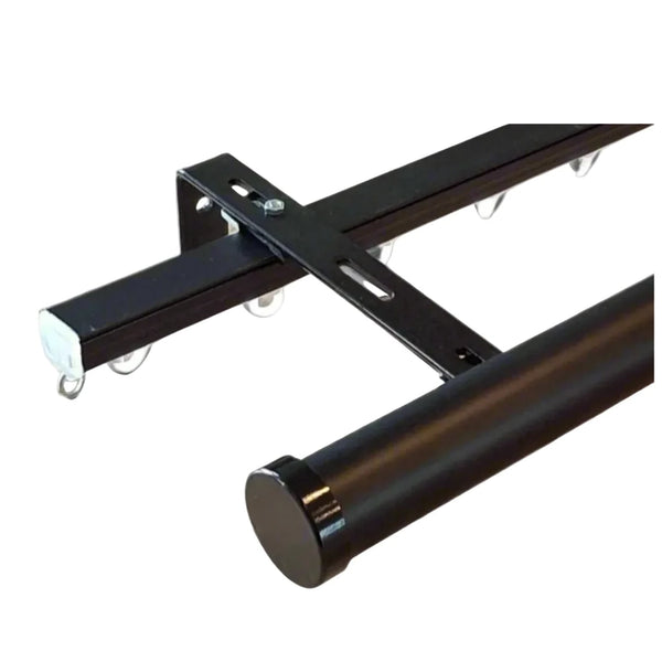 Black double combo channel curtain track system factory direct Curtain Hardware and Blinds Company