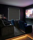 Cut-to-size orient blockout roller blind in private cinema