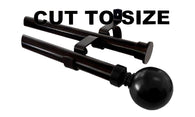 Cut to Size Double Set 25mm Black Curtain Eyelet Rods