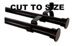 Cut to Size Double Black Metal Eyelet Curtain Rod Set