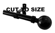 Cut to Size 25mm Set Heavy Duty Black Curtain Rod