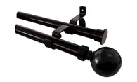 Double Set 25mm Black Curtain Rods, 1.0m-6.0m Lengths