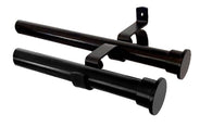 Double 25mm Black Curtain Rod Set, 1.0m-6.0m Lengths