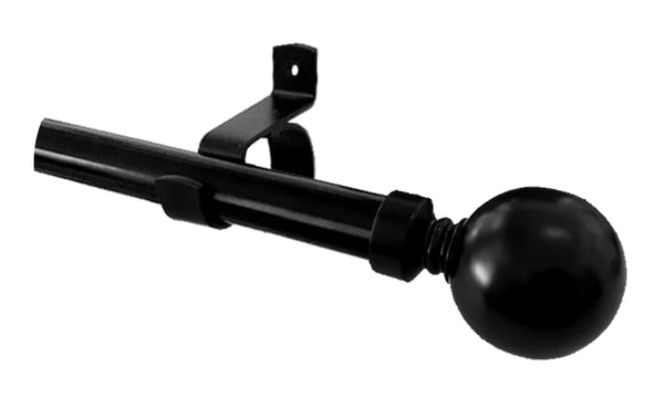 Single 25mm Curtain Rod, Black 1.0m-6.0m Lengths