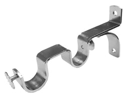 A stainless steel double 25mm curtain bracket with an eyelet end and a screw end, nickel finish